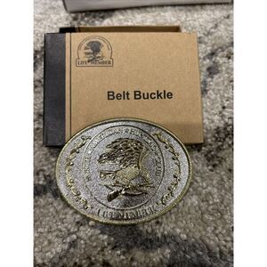 North American Hunting Club Large Life Member Belt Buckle Minty WithBox 4”
